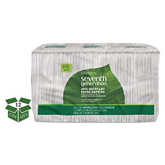 Seventh Generation 100% Recycled Napkins, 1-Ply, 11.5 x 12.5, White, 250/Pack, 12 Packs/Carton (13713CT)