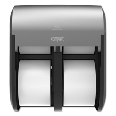 Georgia Pacific Professional Compact Quad Vertical Four-Roll Coreless Dispenser, 12.06 x 8 x 14.44, Stainless Steel (56746A)