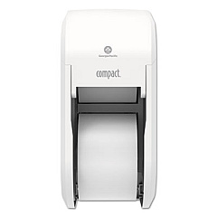 Georgia Pacific Professional Compact Vertical Double-Roll Coreless Tissue Dispenser, 14.06 x 6.69 x 8.19, White (56767A)