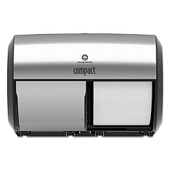 Georgia Pacific Professional Compact Coreless Side-by-Side Double-Roll Tissue Dispenser, 11 x 7.38 x 7.38, Stainless Steel (56796A)