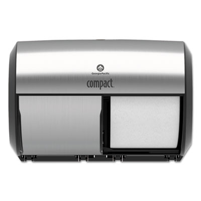 Georgia Pacific Professional Compact Coreless Side-by-Side Double-Roll Tissue Dispenser, 11 x 7.38 x 7.38, Stainless Steel (56796A)