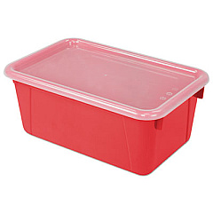 Storex Cubby Bins, Lids Included, 12.25" x 7.75" x 5.13", Red, 6/Pack (62407U06C)