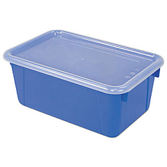 Storex Cubby Bins, Lids Included, 12.25" x 7.75" x 5.13", Blue, 6/Pack (62408U06C)