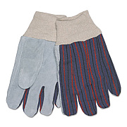 MCR Safety 1040 Leather Palm Glove, Clute Cut, Straight Thumb, 11.61" Long, Large, Gray/White, 12 Pairs