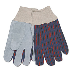 MCR Safety 1040 Leather Palm Glove, Clute Cut, Straight Thumb, 11.61" Long, Large, Gray/White, 12 Pairs