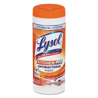 LYSOL Brand Kitchen Pro Antibacterial Wipes, Citrus, 7 X 8, White, 30/canister (96268EA)