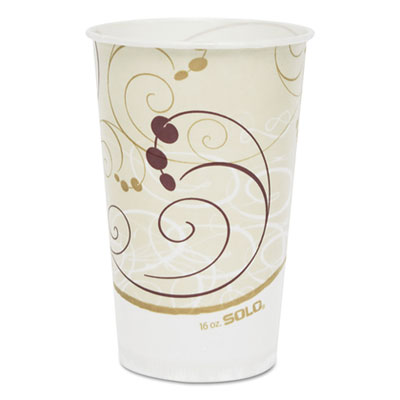 SOLO Symphony Treated-Paper Cold Cups, 16 oz, White/Beige/Red, 50/Bag, 20 Bags/Carton (RW16SYM)