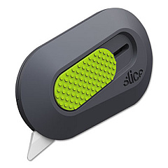 slice Mini Cutters, Replaceable Double-Sided 1.29" Ceramic Zirconium Oxide Blade, 2.5" Nylon Handle, Gray/Green (10514)