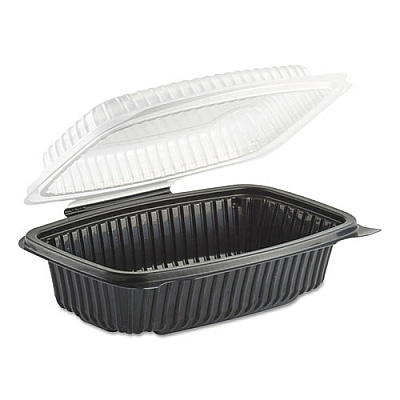 Anchor Packaging Culinary Classics Microwavable Container, 34 Oz, Clear/black, 100/carton (4656911)