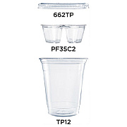 Dart Clear PET Cups with Two Compartment Insert, 12 oz, Clear, 500 Sets/Carton (PF35C2CP)