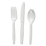 Boardwalk Three-Piece Cutlery Kit, Fork/knife/teaspoon, White, 250/carton (BWKFKTMWPSWH)