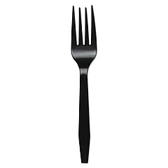Boardwalk MEDIUMWEIGHT POLYSTYRENE CUTLERY, FORK, BLACK, 1000/CARTON (BWKFORKMWPSBLA)