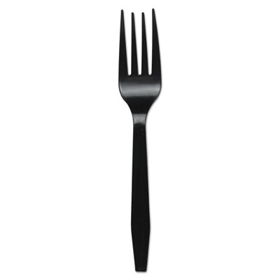 Boardwalk MEDIUMWEIGHT POLYSTYRENE CUTLERY, FORK, BLACK, 1000/CARTON (BWKFORKMWPSBLA)