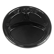 Boardwalk Hi-Impact Plastic Dinnerware, Plate, 3-Compartment, 10" dia, Black, 500/Carton (BWKPLTHIPS10BL3)