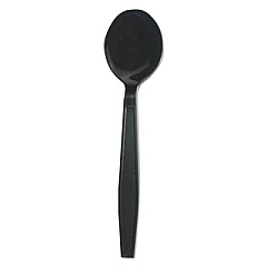 Boardwalk Heavyweight Polypropylene Cutlery, Soup Spoon, Black, 1000/Carton (BWKSOUPHWPPBLA)