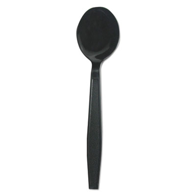 Boardwalk Heavyweight Polypropylene Cutlery, Soup Spoon, Black, 1000/Carton (BWKSOUPHWPPBLA)