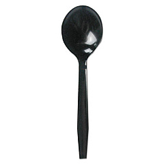 Boardwalk Mediumweight Polystyrene Cutlery, Soup Spoon, Black, 1000/Carton (BWKSOUPMWPSBLA)
