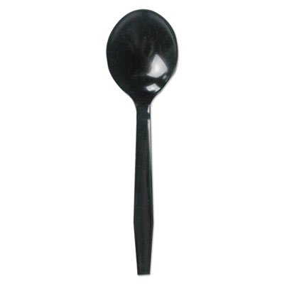Boardwalk Mediumweight Polystyrene Cutlery, Soup Spoon, Black, 1000/Carton (BWKSOUPMWPSBLA)