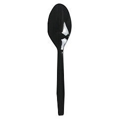 Boardwalk MEDIUMWEIGHT POLYSTYRENE CUTLERY, TEASPOON, BLACK, 1000/CARTON (BWKTEAMWPSBLA)