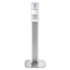 PURELL MESSENGER ES6 Floor Stand with Dispenser, 1,200 mL, 13.16 x 16.63 x 51.57, Silver/White (7306DSSLV)