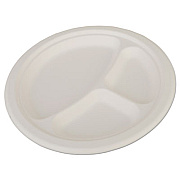 SCT ChampWare Heavyweight Bagasse Dinnerware, Plate, 3-Compartment, 10" dia, White, 500/Carton (18163)