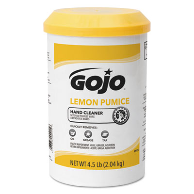 GOJO Lemon Pumice Hand Cleaner, Lemon Scent, 4.5 lb Tub, 6/Carton (0915)