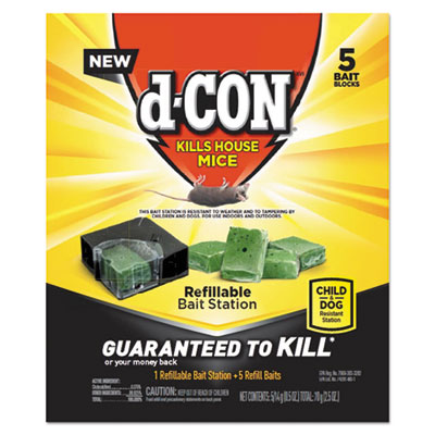 d-CON Refillable Bait Station and Refills, 1 Bait Block;5 Refills/Box, 8/Carton (98343)