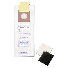 Janitized Vacuum Filter Bags Designed to Fit Carpet Pro/CleanMax/Fuller/Tennant, 100/CT (JANCMPRO2)