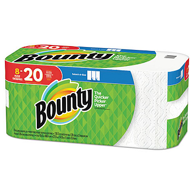 Bounty SELECT-A-SIZE PAPER TOWELS, 2-PLY, WHITE, 5.9 X 11, 138 SHEETS/ROLL, 8 ROLLS/PK (74800)