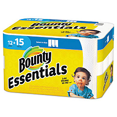 Bounty Essentials Select-A-Size Kitchen Roll Paper Towels, 2-Ply, 78 Sheets/Roll, 12 Rolls/Carton (75720)