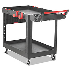 Rubbermaid Commercial Heavy Duty Adaptable Utility Cart, Plastic, 2 Shelves, 500 lb Capacity, 25.2" x 51.5" x 36", Black (1997208)