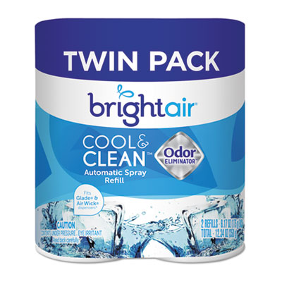 BRIGHT Air Automatic Spray Air Freshener Refill, Cool and Clean, 6.17 oz Aerosol Spray, 6/Carton (900345)