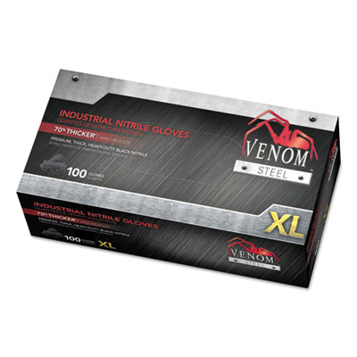 Medline VENOM STEEL INDUSTRIAL NITRILE GLOVES, BLACK, X-LARGE, 100/BOX (VEN6144)