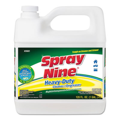Spray Nine Heavy Duty Cleaner/Degreaser/Disinfectant, Citrus Scent, 1-Gallon Bottle, 4/Carton (26801CT)
