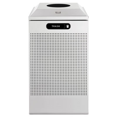 Rubbermaid Commercial Silhouette Waste Receptacle, Square, Steel, 29 gal, Silver Metallic (DCR24TSM)