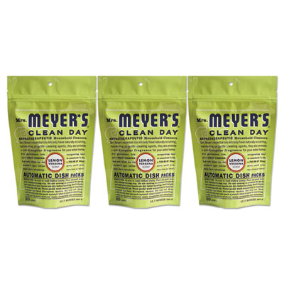 Mrs. Meyer's Automatic Dish Detergent, Lemon, 12.7 oz Pack, 20/Pack, 6/Carton (306684)