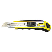 Boardwalk Rubber-Gripped Retractable Snap Blade Knife, Straight-Edged, Black/Yellow (BWKUKNIFE25)