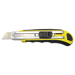 Boardwalk Rubber-Gripped Retractable Snap Blade Knife, Straight-Edged, Black/Yellow (BWKUKNIFE25)