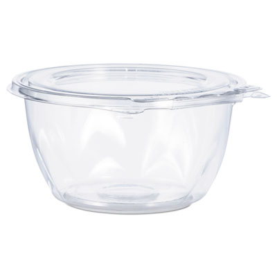 Dart SafeSeal Tamper-Resistant, Tamper-Evident Bowls with Flat Lid, 16 oz, 5.5" Diameter x 2.7" h, Clear, Plastic, 240/Carton (CTR16BF)