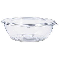 Dart SafeSeal Tamper-Resistant, Tamper-Evident Bowls with Flat Lid, 48 oz, 8.9" Diameter x 2.8" h, Clear, Plastic, 100/Carton (CTR48BF)
