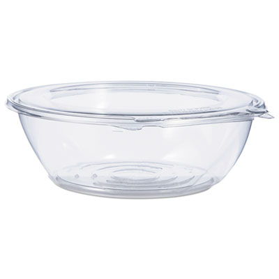 Dart SafeSeal Tamper-Resistant, Tamper-Evident Bowls with Flat Lid, 48 oz, 8.9" Diameter x 2.8" h, Clear, Plastic, 100/Carton (CTR48BF)