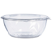 Dart TAMPER-RESISTANT, TAMPER-EVIDENT BOWLS WITH FLAT LID, 64 OZ, 8.9" DIAMETER X 3.4"H, CLEAR, 100/CARTON (CTR64BF)