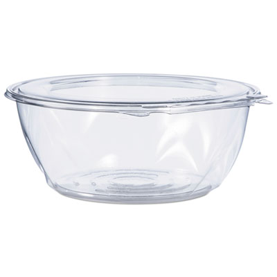 Dart TAMPER-RESISTANT, TAMPER-EVIDENT BOWLS WITH FLAT LID, 64 OZ, 8.9" DIAMETER X 3.4"H, CLEAR, 100/CARTON (CTR64BF)
