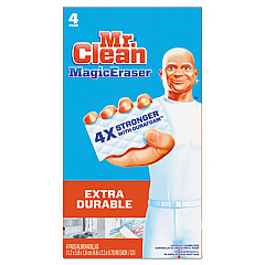 Mr. Clean Magic Eraser Extra Durable, 4.6 x 2.4, 0.7" Thick, White, 4/Box (82038)