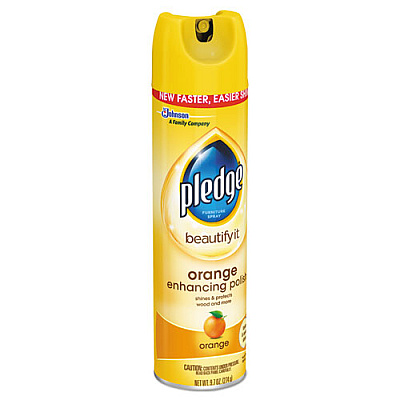 Pledge Furniture Polish, Orange Clean Scent, 9.7 Oz Aerosol, 12/ct (697834)