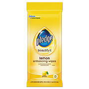Pledge Lemon Scent Wet Wipes, Cloth, 7 x 10, White, 24/Pack (319250PK)