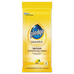 Pledge Lemon Scent Wet Wipes, Cloth, 7 x 10, White, 24/Pack (319250PK)