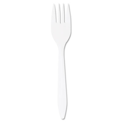 Dart Style Setter Mediumweight Plastic Forks, White, 1000/Carton (F6BW)
