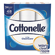 Cottonelle ULTRA CLEANCARE TOILET PAPER, STRONG TISSUE, SEPTIC SAFE, 1 PLY, WHITE, 170 SHEETS/ROLL, 24 ROLLS/PACK, 2 PACKS/CARTON (47766)