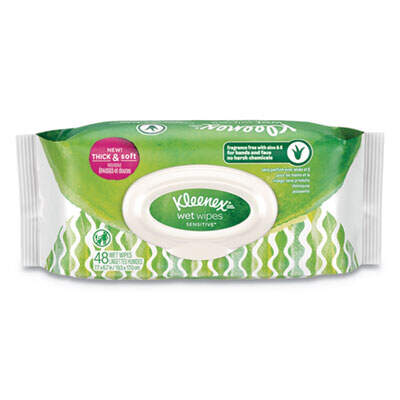 Kleenex 47781CT Wet Wipes Sensitive With Aloe and Vitamin E for Hands and Face